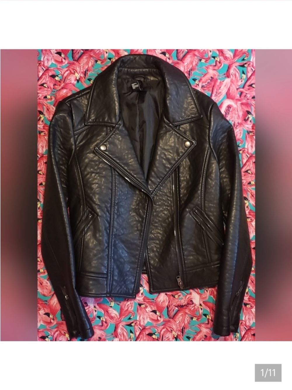 NWOT Forever 21 black pleather motorcycle jacket size medium